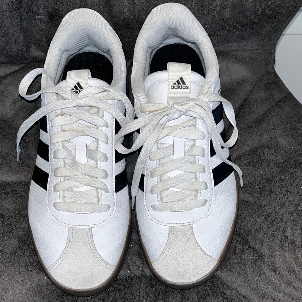 adidas White Sneakers with Black Stripes - Mens Casual Trainers
